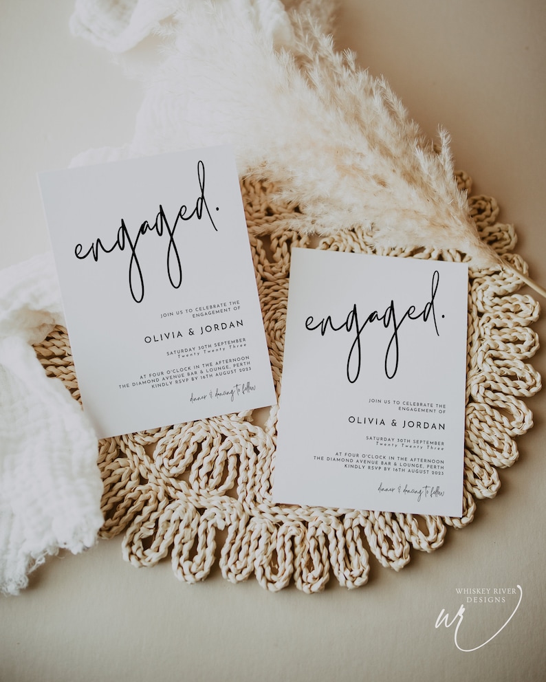 Engagement Script Modern Engagement Party Invitation: Minimalist Script (editable ...