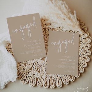 Beige Engagement Party Invitation, Editable Template, Instant Download, Minimalist Engagement Party Invite, Modern Couples Shower WR012