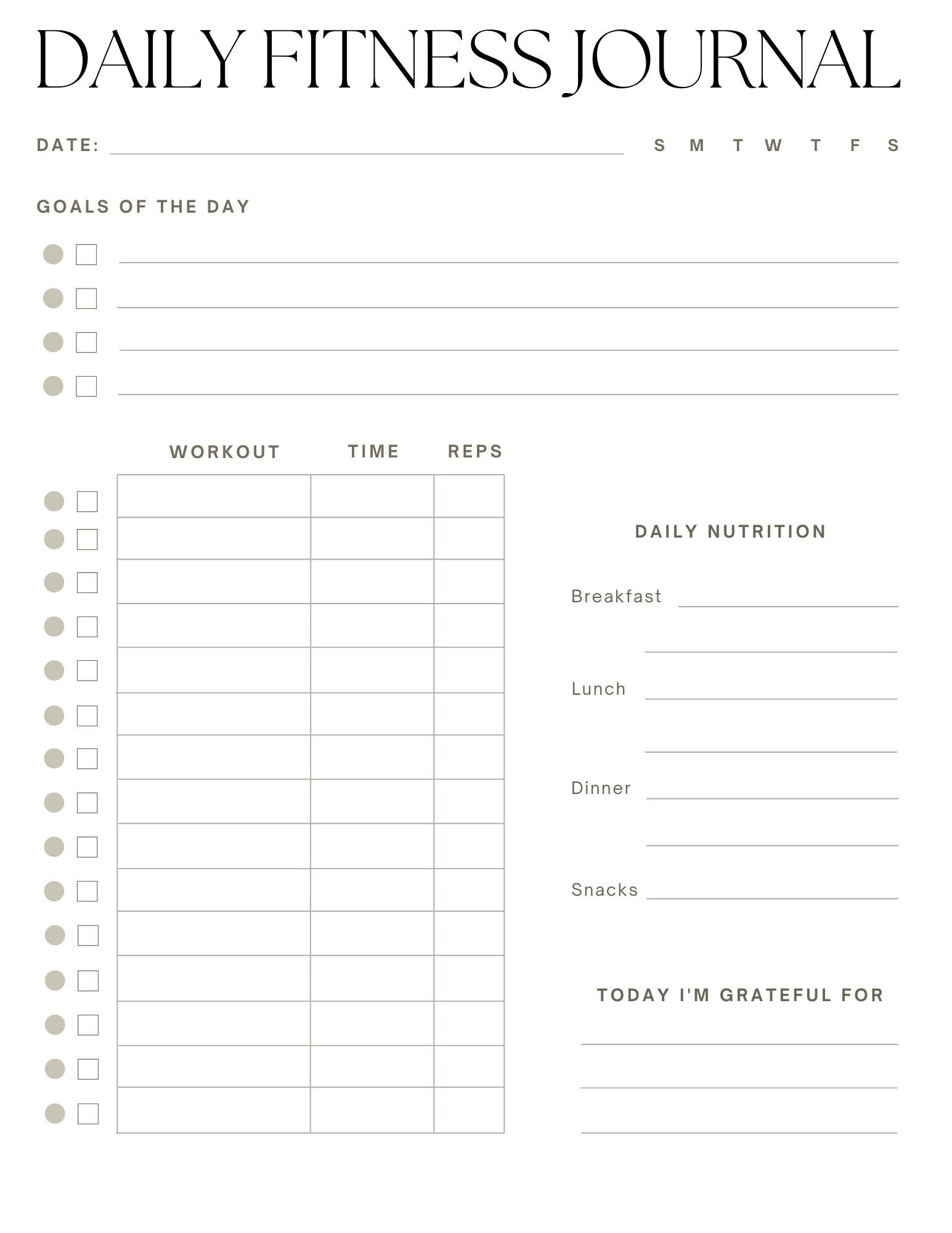 Digital Fitness Journal Etsy