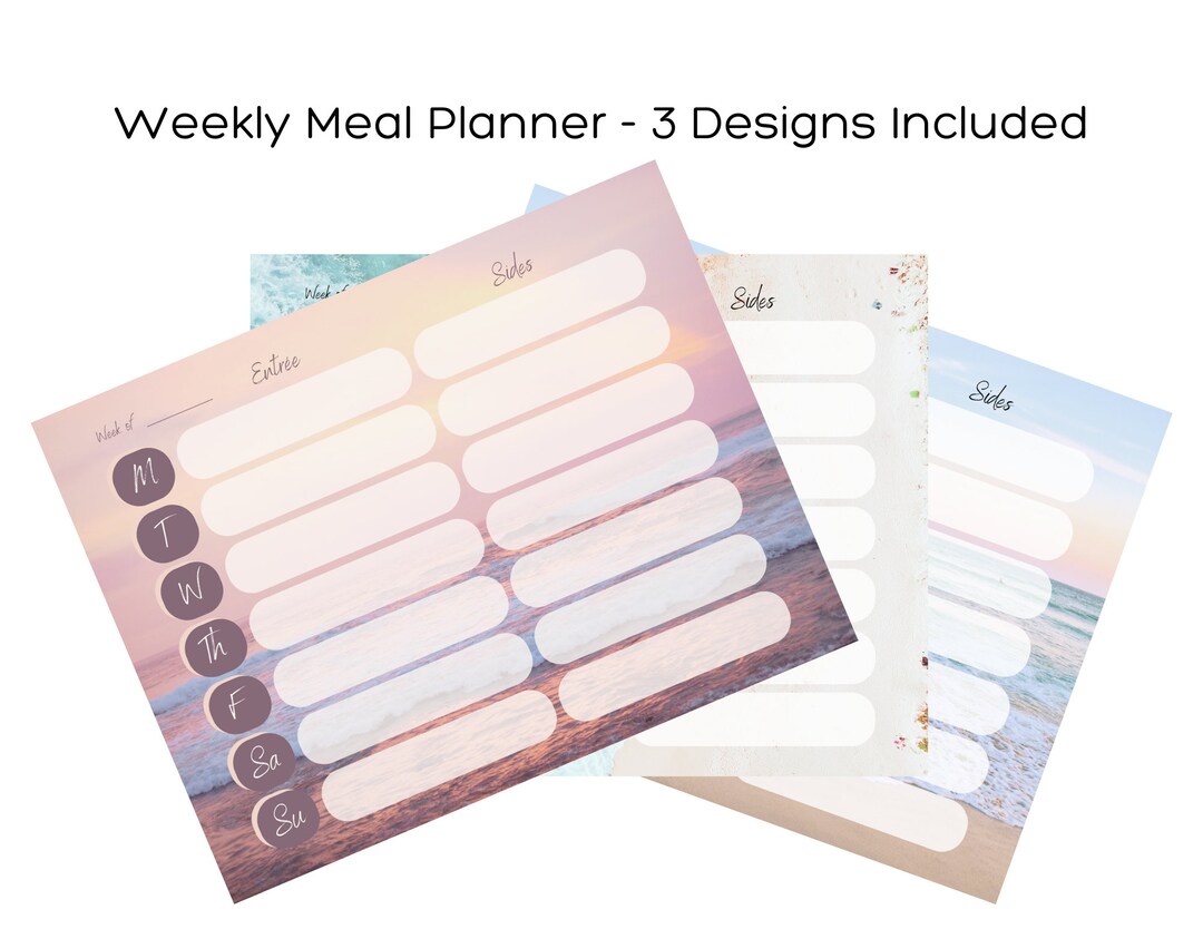 Weekly Meal Planner Printable 3 Designs Included - Etsy