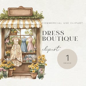 Dress Boutique Clipart | Vintage Dress Boutique | Watercolour Clipart | Commercial Use | Single Clipart | High-Resolution PNG