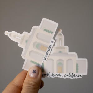 Newport Beach California Temple Sticker- Lds gifts - Missionary gifts - Lds youth stickers - Temples in California - Waterproof Stickers