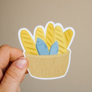 God of Miracles - Jesus Feeds the 5000 - Jesus Sticker - Waterproof Bible sticker - 5 loaves 2 fish - Bible scripture story sticker- Miracle
