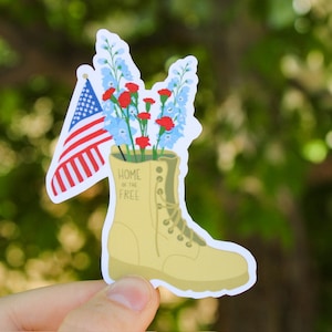 Accueil des libres à cause des braves - Autocollant USA - Autocollant Amérique - Autocollant commémoratif - Jour de l'Indépendance - Rayon de soleil - Vétéran militaire