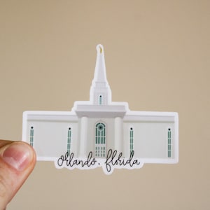 May include: White sticker of the Orlando, Florida temple with the text "Orlando, Florida" at the bottom.