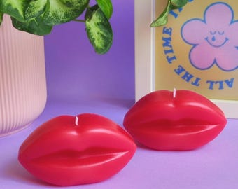 Kiss Candle – Lip Shaped Sculptural Candle, Bold Romantic Home Decor, Funky Statement Piece
