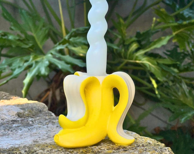 Featured listing image: Banana Candle Holder, Dopamine Decor, Funky Maximalist Home Decor, Pink or Yellow