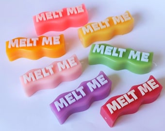 Melt Me Candle – Wavy Sculptural Candle with Bold Text, Colorful Funky Home Decor