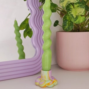 Bubble Candle Holder Dopamine Decor Jesmonite Candlestick for Retro Maximalist Home Aesthetic Purple-Green-Yellow