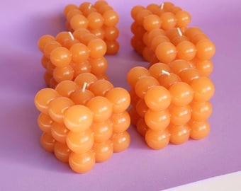 Sculptural Bubble Candle – Funky Cube Decor, Small Statement Wax Piece