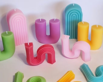 Handmade Arch, U Shape, Wavy Candles – Sculptural Minimalist Decor Set