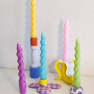Handgemachte gedrehte Stumpenkerzen | Duftende Spiralkerzen Funky Maximalist Wohnkultur