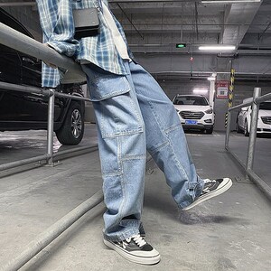 Men's Hip Hop Denim Cargo Jean Pants Baggy Fit 3 Colors Available - Etsy