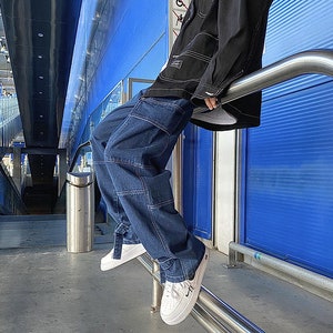 Men's Hip Hop Denim Cargo Jean Pants Baggy Fit 3 Colors Available - Etsy