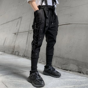 Pocket Solid Midi Trousers, Men's Sports Non-Stretch Loose Brand Multi Pockets Trend Reflective Cargo Pants,Men Tactical Pants,Temu