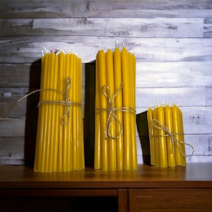 100% Beeswax Orthodox Taper Church Candles - 3 Sizes & 6 Colors, 24-Pack
