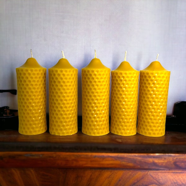 3 Days of Darkness Pillar Candles 100% Beeswax, 6" x 2" Honeycomb Beeswax Pillar Candle (300 grams each candle)