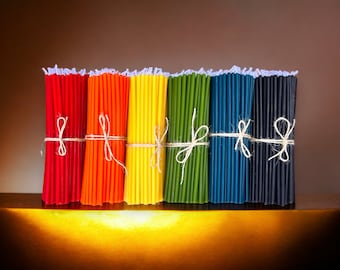 Ultra Slim Candles Set | 100% Beeswax | Assorted Colors | 7.3 inches x 5 mm