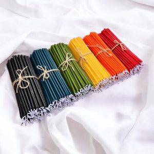 Set of 24 Slim 7.5&quot; x 0.2&quot; Handmade Beeswax Prayer Candles 6 Colors| 100% Texas Beeswax for Rituals and Meditation | Ships Internationally!