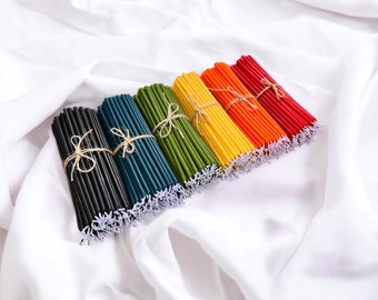 Set of 24 Slim 7.5" x 0.2" Handmade Beeswax Prayer Candles 6 Colors| 100% Texas Beeswax for Rituals and Meditation