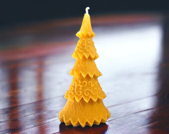 8" Pine Tree Candle, New Year Tree Candle, Oval 100% Pure Beeswax, Free USA shipping