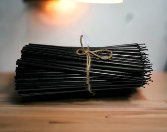 Slim Black Wick Black Candles, Ritual Candles 7.3 Inches (18 cm)x 5 mm in diameter,  100% beeswax. Limited edition