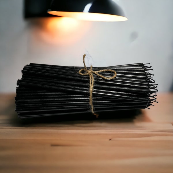 Slim Black Wick Black Candles, Ritual Candles 7.3 Inches (18 cm)x 5 mm in diameter,  100% beeswax. Limited edition