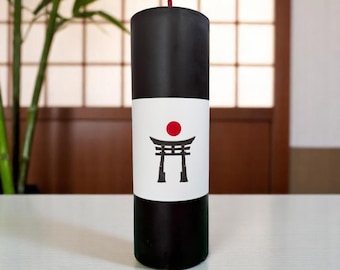 Samurai XL – Black Beeswax Pillar Candle with Red Wick, 8.75"