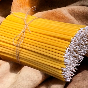 Orthodox Beeswax Candles – Thin Church Tapers, 7.8&quot; x 0.2&quot;, 75 Min Burn, 1-100 Lb Options