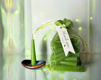 31 Green Beeswax Ritual Mini Candles – Altar, Meditation & Money Work – Full Set or Refill Only