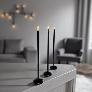 Ultra Slim Black Wick Black Candles, 7.3" x 5mm - 100% Beeswax, Limited Edition image 6