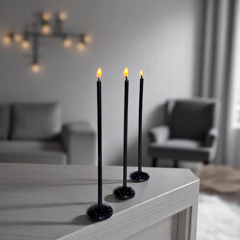 Ultra Slim Black Wick Black Candles, 7.3" x 5mm - 100% Beeswax, Limited Edition image 6