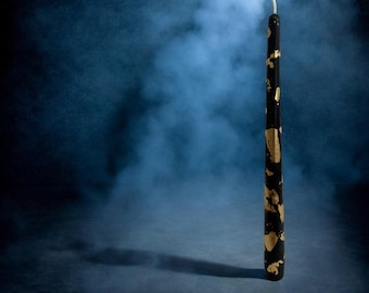 Midnight Golden Glow Dinner Candles - 100% Beeswax Tapers, 10" with Real Gold Flakes