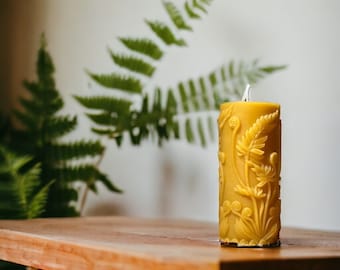 Night Glow Candle 4.5" x 2"  Rustic Fern (7.5 oz  each candle)| Candles for 3 Days of Darkness Preparation 100% Beeswax,