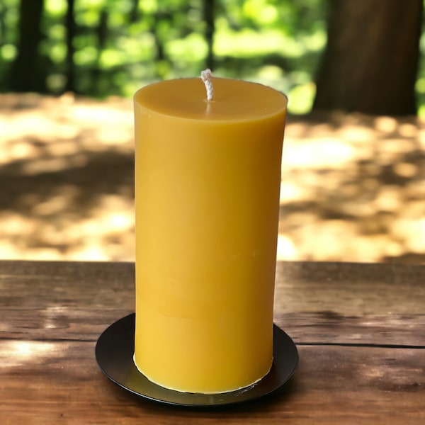 3 Days of Darkness Pillar Candles 100% Beeswax,  5.75" x 3" (1.3 Lb) / Large Natural Beeswax Candle