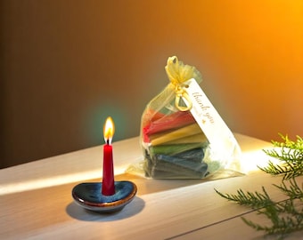 Set of 30 Beeswax Mini Ritual Candles – 6 Colors – Gift Set or Refill Only