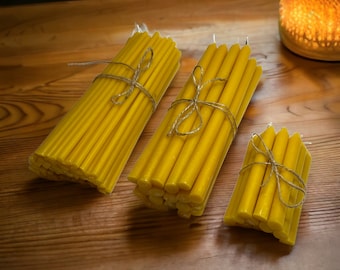 100% beeswax Church Candles, Orthodox Tapers, Three sizes in multiple colors, 24 candles in a pack.