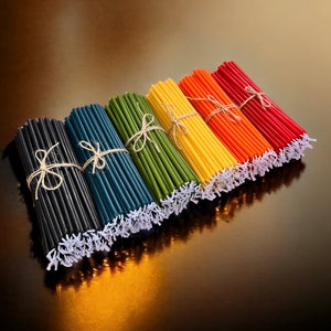 100% Beeswax Thin Ritual Candles, Tapers 7.5 Inches 18 cm 5mm in diameter, Multi-colors, Quantity discount image 8
