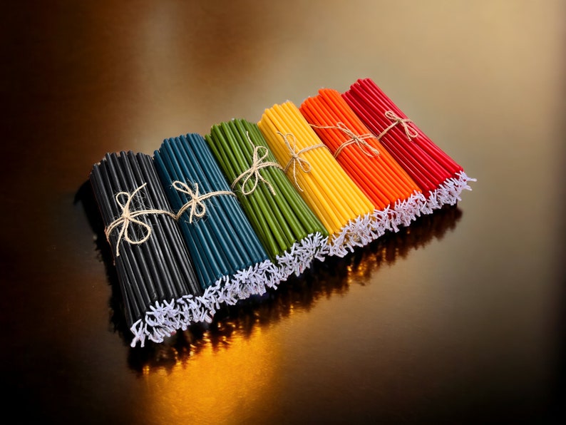 100% Beeswax Thin Ritual Candles, Tapers 7.5 Inches 18 cm 5mm in diameter, Multi-colors, Quantity discount image 8