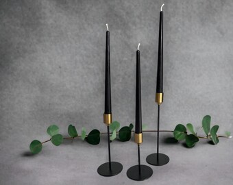 Set of 6 Black Beeswax Dinner Candles – 10" Tapers