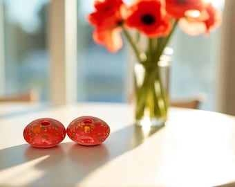 Coral  Red Candle Holder for 5mm Thin Beeswax Candles | Handcrafted Ceramic | Minimalist Double-Fired Taper Stand - LIMITED EDITION