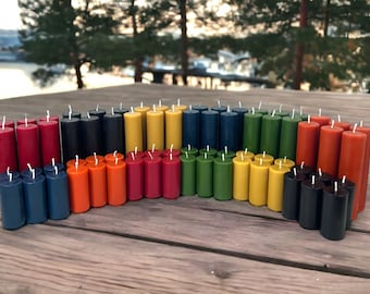 Sunset Glow, Pair of two pillar candles - 3.7" and 7" Beeswax Candles, 100% Beeswax | 30+ & 40+ Hours