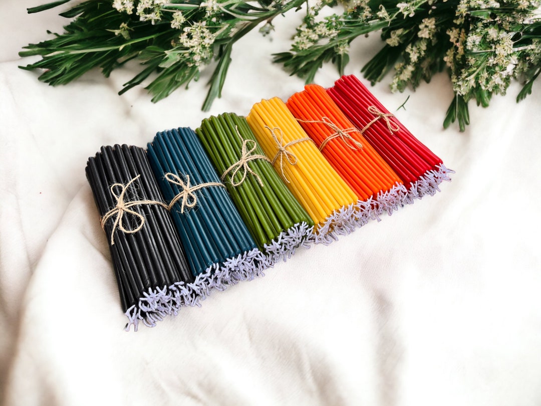 100% Beeswax Thin Taper Ritual Candles – 7.5" X 0.2", Multi-color Options, Bulk Discounts - Etsy