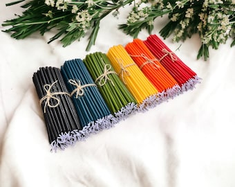 100% Beeswax Thin Ritual Candles, Tapers 7.5 Inches (~18 cm) 5mm in diameter, Multi-colors, Quantity discount