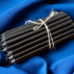 Tall (7.3&quot;) Black Candles With Black Wick, For the Mystics Among Us, Ritual Black Protection Candle