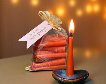Set of 31 Mini Orange Beeswax Candles with Red Wicks – Love Rituals, Passion Magic & Life Changes. Gift Ready. Full Set or Refill Only