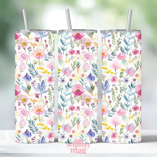 20oz. Straight SublimationTumbler Beautiful Mother's Day Floral Seamless Repeating Pattern Tumbler Wrap,Straight,Spring Bridesmaid, Mother's