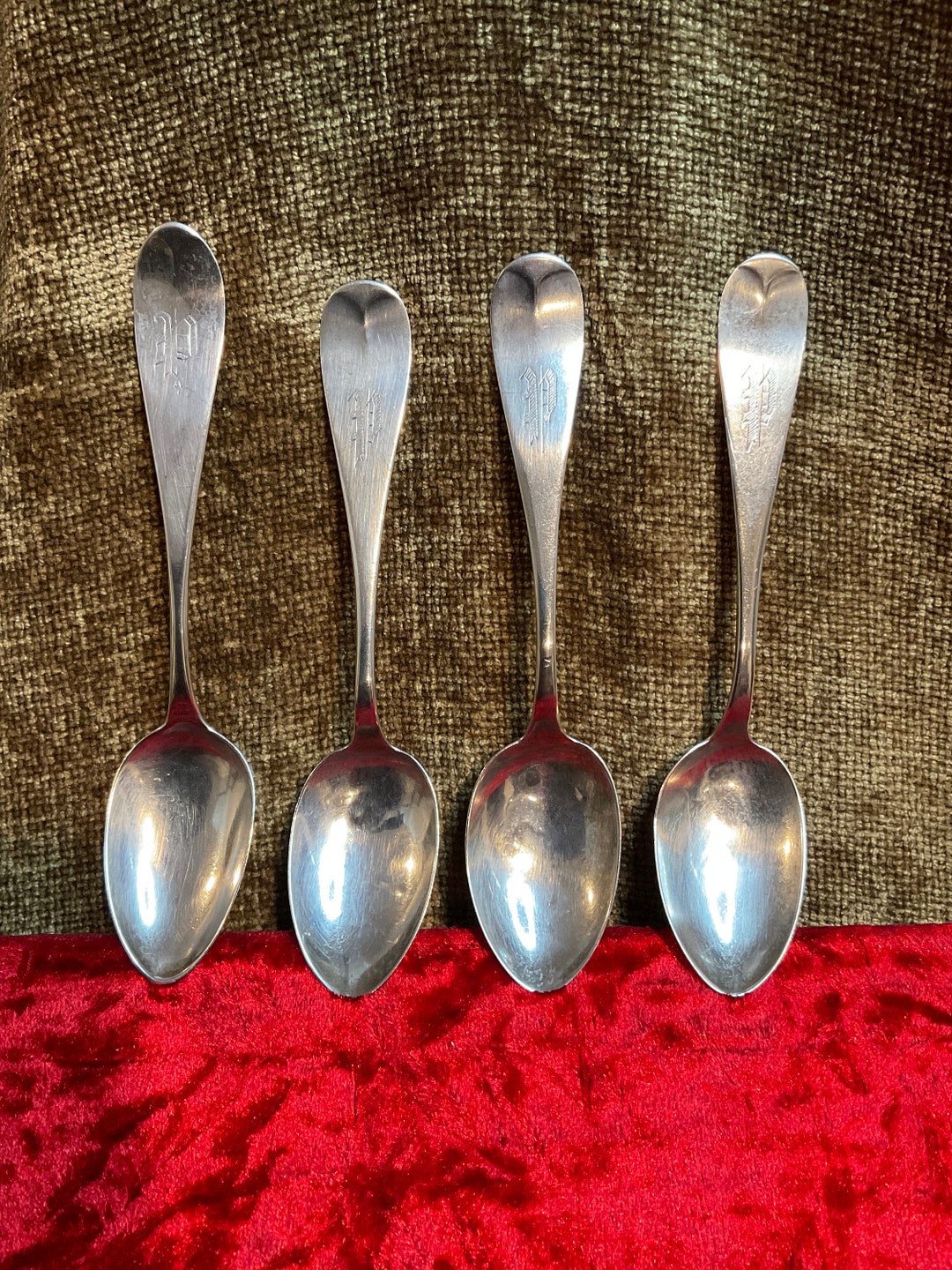 Antique Coin Silver Spoons Monogram P Daniel Low Salem Massachusetts