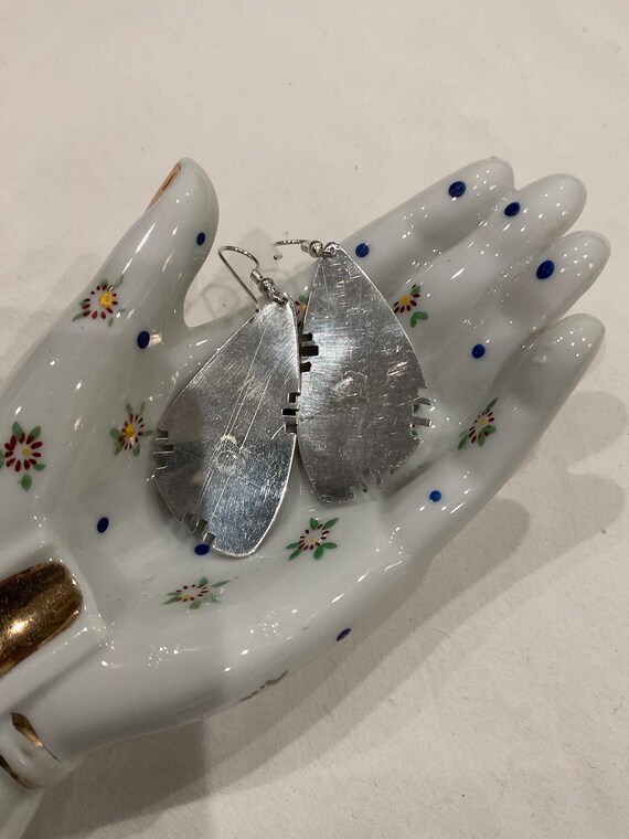 Multi stone inlay Sterling silver statement earri… - image 8