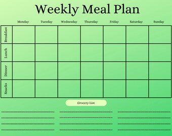 Weekly Meal Planner Digital Printable Download - Etsy